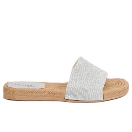 Klapki damskie srebrne JFF-V182 Srebrny szare