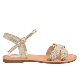 Sandałki damskiei złote WL282 Gold złoty