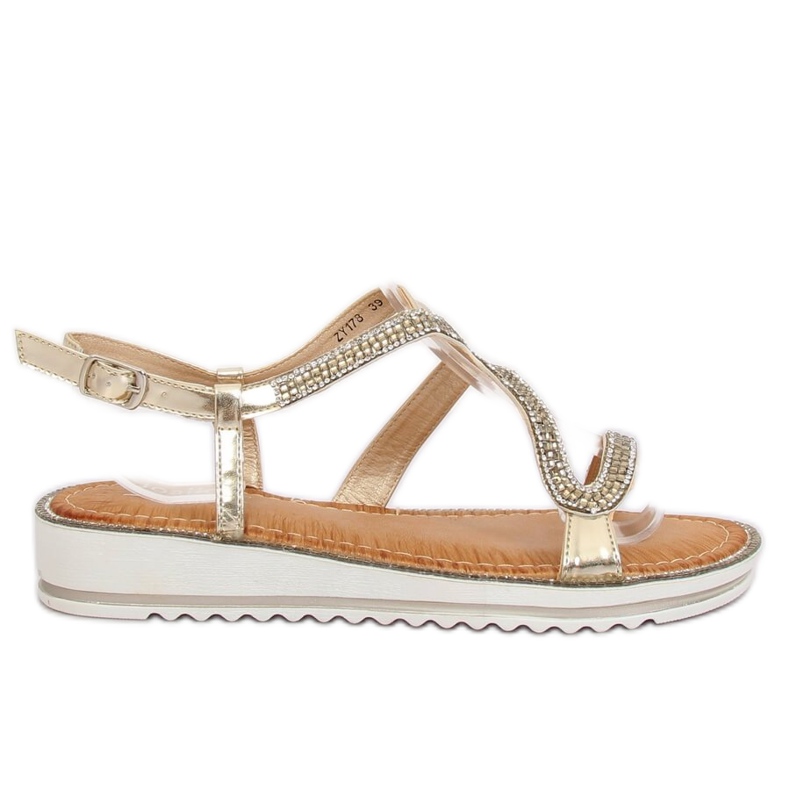 Sandałki asymetryczne złote ZY178 L. Gold złoty