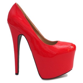 Wysokie Lakierowane Szpilki Na Platformie D905 Czerwony czerwone
