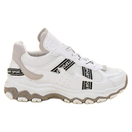SHELOVET Białe Sneakersy szare