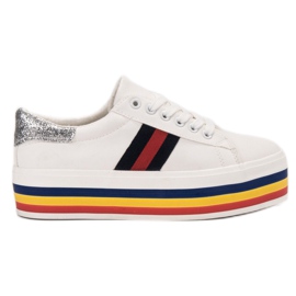 SHELOVET Buty Sportowe Na Platformie białe