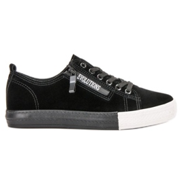 SHELOVET Czarne Trampki zielone