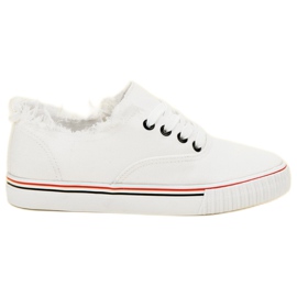 SHELOVET Białe Tekstylne Trampki