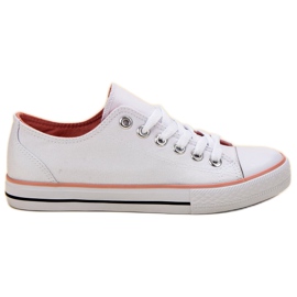 SHELOVET Klasyczne Białe Trampki różowe