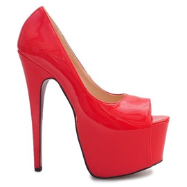 Wysokie Lakierowane Szpilki Na Platformie D913 Czerwony czerwone
