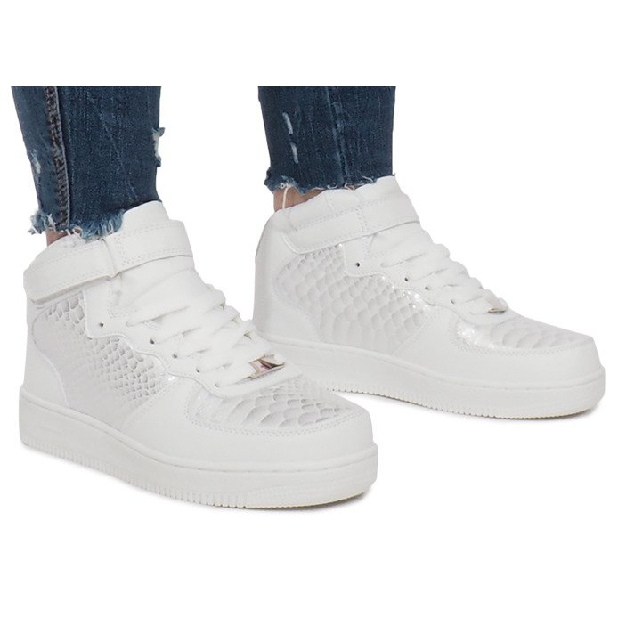 Białe Wysokie Trampki Force One wielokolorowe