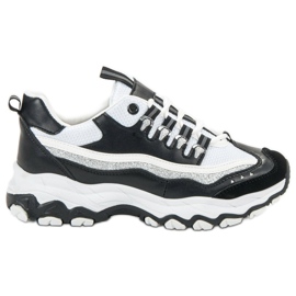 Small Swan Sneakersy Z Brokatem białe czarne