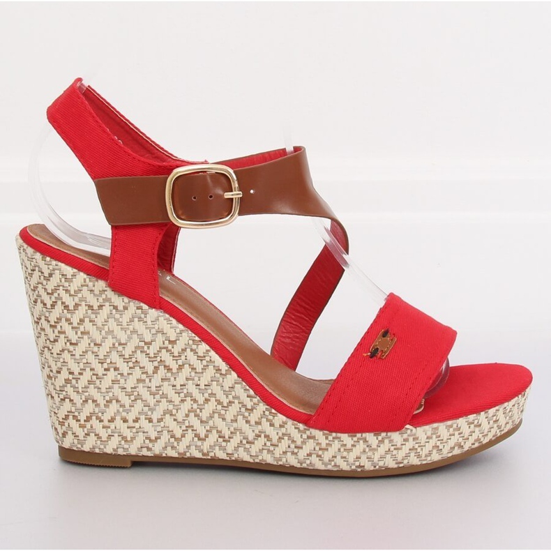 Sandałki na koturnie czerwone BL-360 Red II-GAT