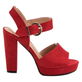 SHELOVET Czerwone Sandałki Na Platformie