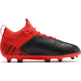 Buty piłkarskie Puma One 5.3 Fg Ag JR105657 01 czerwono czarne wielokolorowe pomarańcze i czerwienie