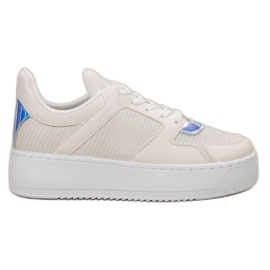 Ideal Shoes Sneakersy Z Brokatem białe
