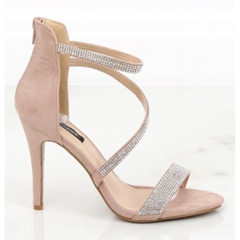 Sandałki na szpilce beżowe C-28 Beige Ii Gat beżowy