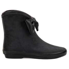 Kylie Zamszowe Kalosze Z Kokardką czarne