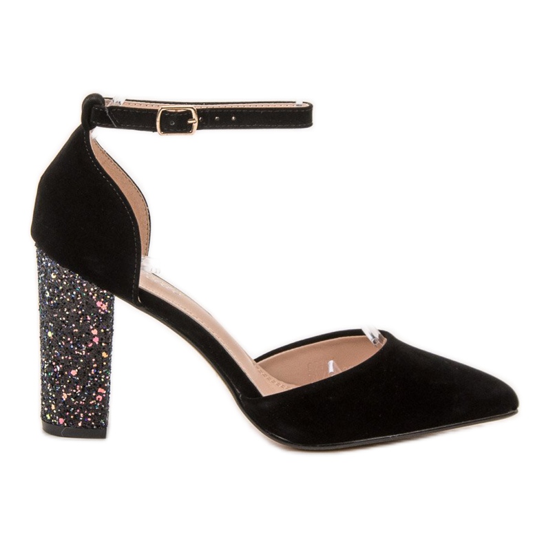 Weide Czółenka Z Brokatowym Obcasem czarne