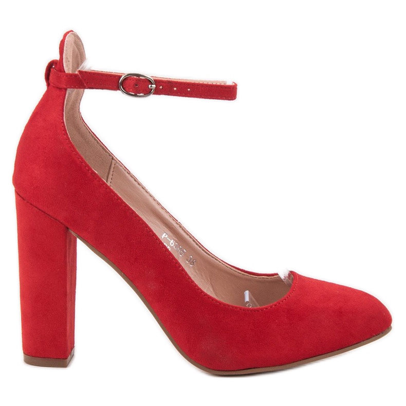 Ideal Shoes Czółenka Zapinane Sprzączką czerwone