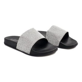 Błyszczące Klapki Z Cekinami SL-32 Czarny szare