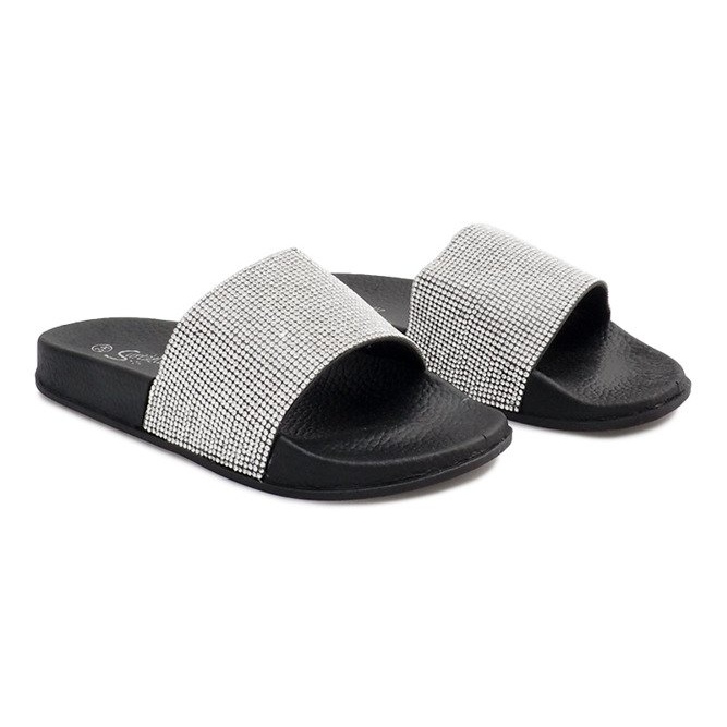 Błyszczące Klapki Z Cekinami SL-32 Czarny szare