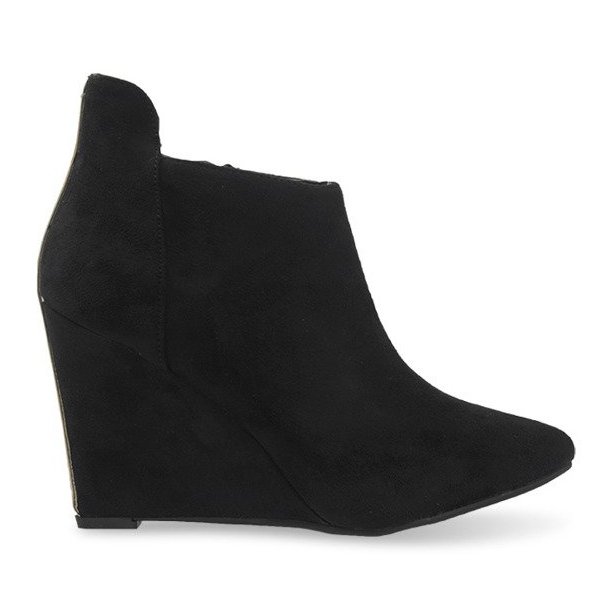 Zamszowe Czółenka Na Koturnie TL01-1 Czarny czarne