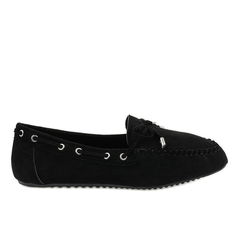 Czarne mokasyny balerinki z kokardką XW9100