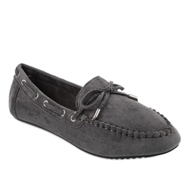 Szare mokasyny balerinki z kokardką XW9100