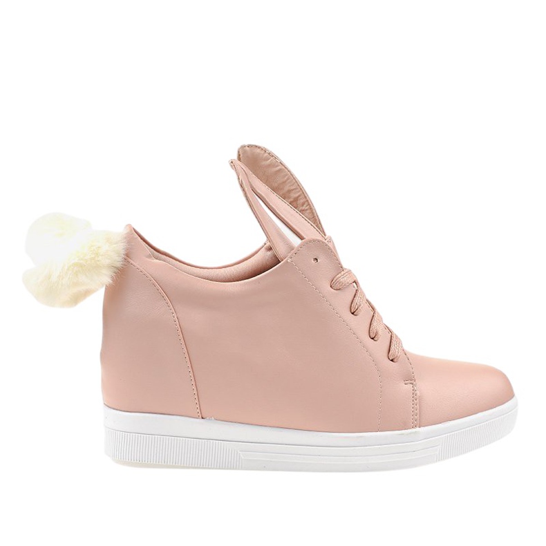 Różowe sneakersy na koturnie króliczki H6210-11