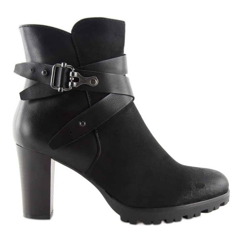 Botki na obcasie czarne 8287 Black