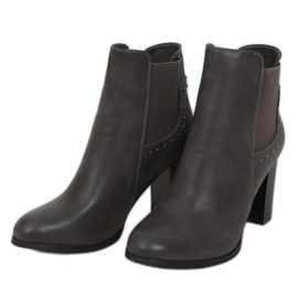 Botki klasyczne na obcasie szare 88097 Grey