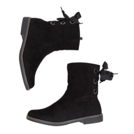 Botki na płaskim obcasie czarne 5696 Black
