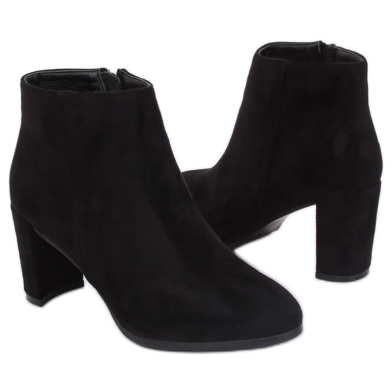 Botki klasyczne na obcasie czarne A6801 Black