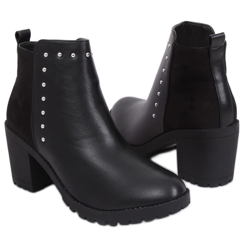 Botki na stabilnym obcasie czarne Y8163 Black