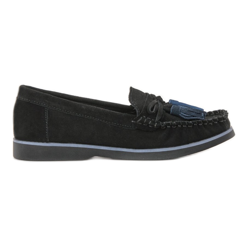 Filippo Skórzane Mokasyny Z Frędzlami czarne