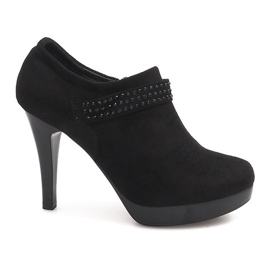 Eleganckie Botki Na Szpilce 9214-1 Czarny czarne