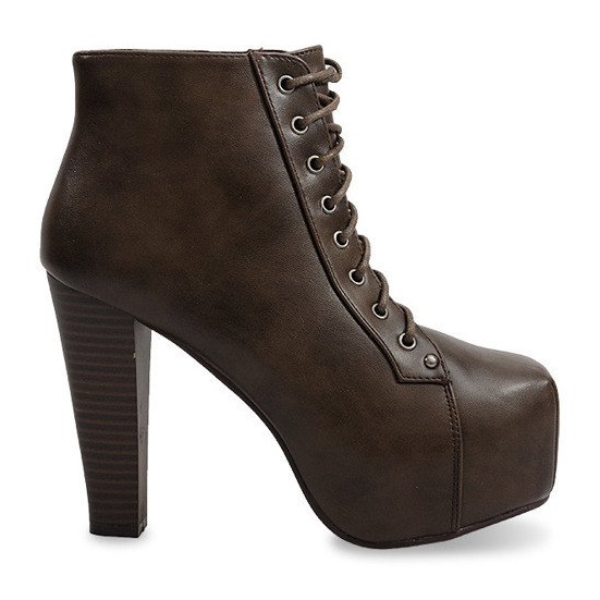 Botki Lity Na Obcasie 9502 Brown brązowe