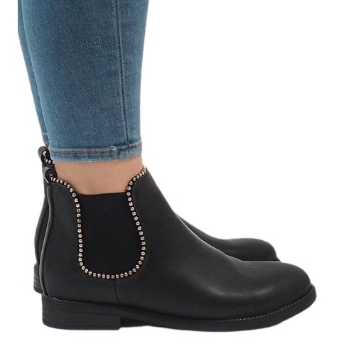 Czarne botki ocieplane na gumce 1003-PA