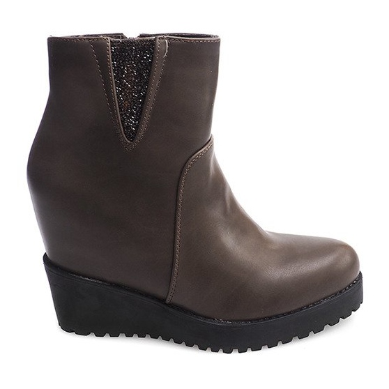 Botki Na Koturnie Wedges 8E8505 Khaki wielokolorowe