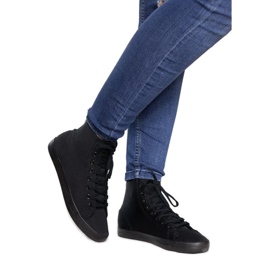 Wysokie Tenisówki Lycra B113B Czarny czarne