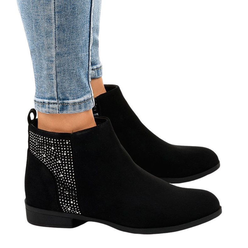 Czarne zamszowe botki L1211