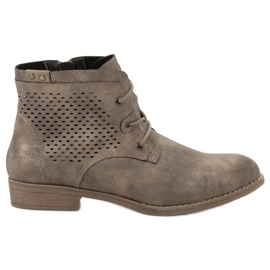 Groto Gogo Ażurowe Botki Khaki wielokolorowe zielone