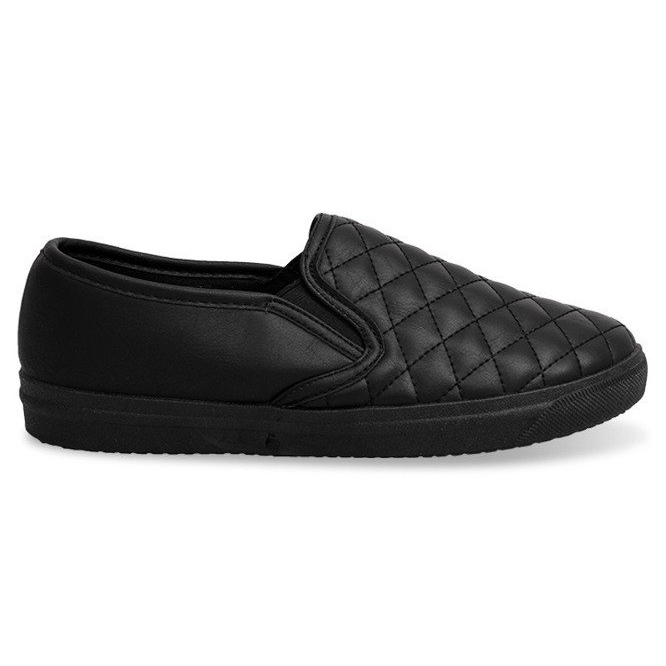 Pikowane Trampki Tenisówki Slip On 5077 Czarny czarne