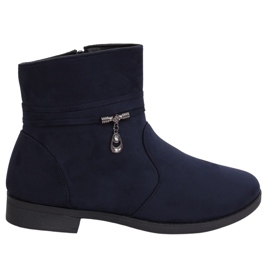Botki damskie zamszowe granatowe MP-53 Blue