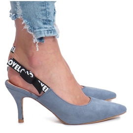 Niebieskie szpilki sandałki Love Paris