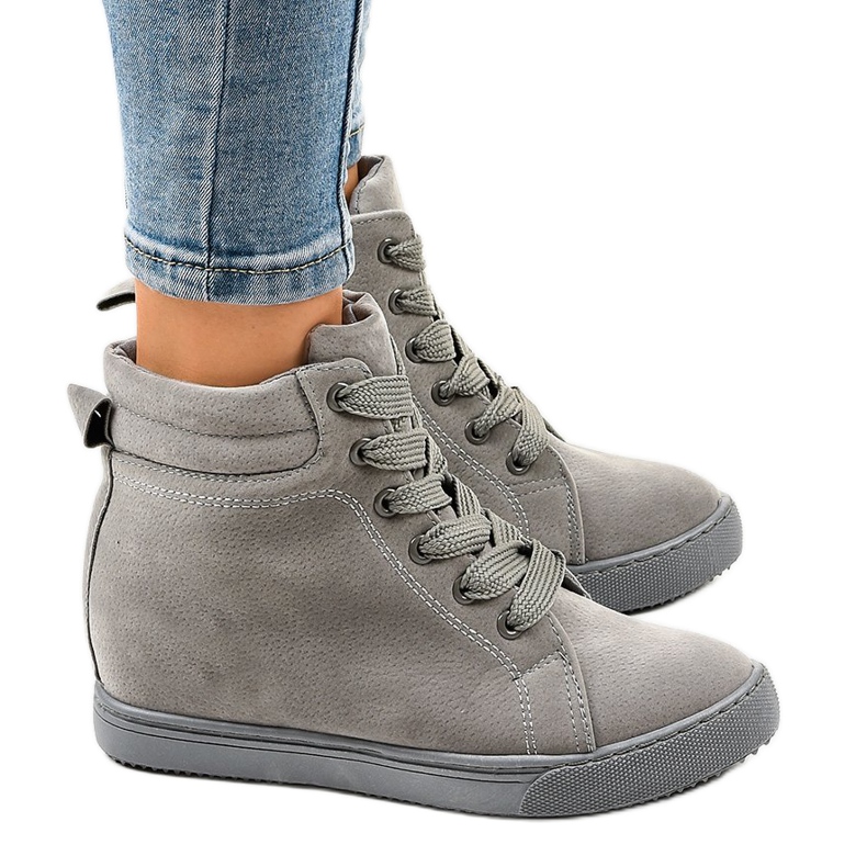 Szare sneakersy na koturnie TL50-3