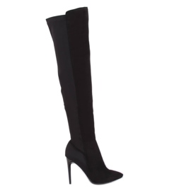 Muszkieterki na szpilce czarne 0H010 Black