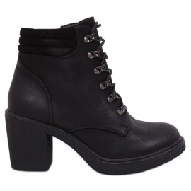 Botki sznurowane na obcasie czarne VQ-18 Black
