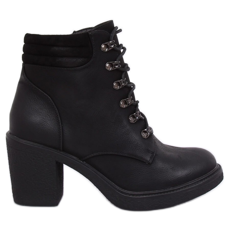 Botki sznurowane na obcasie czarne VQ-18 Black