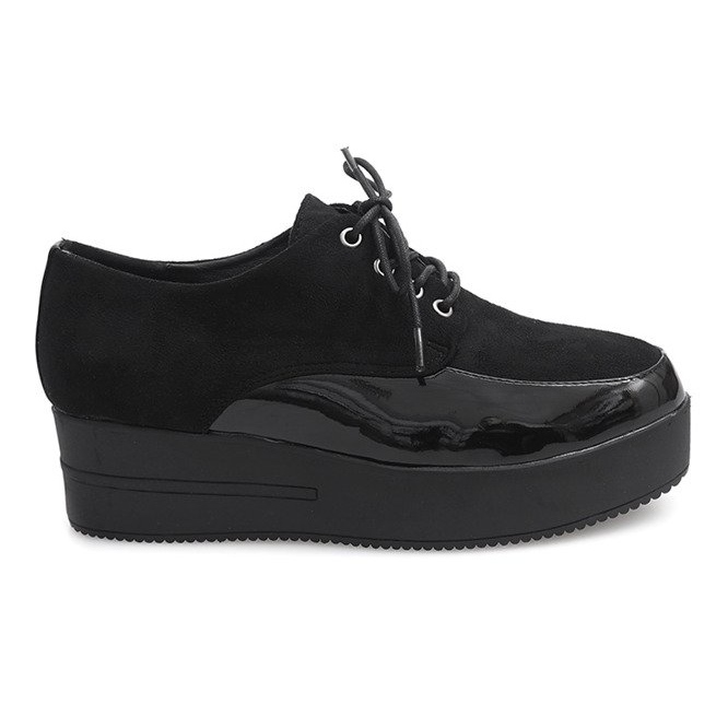Botki Creepers Na Platformie MJ1358 Czarny czarne
