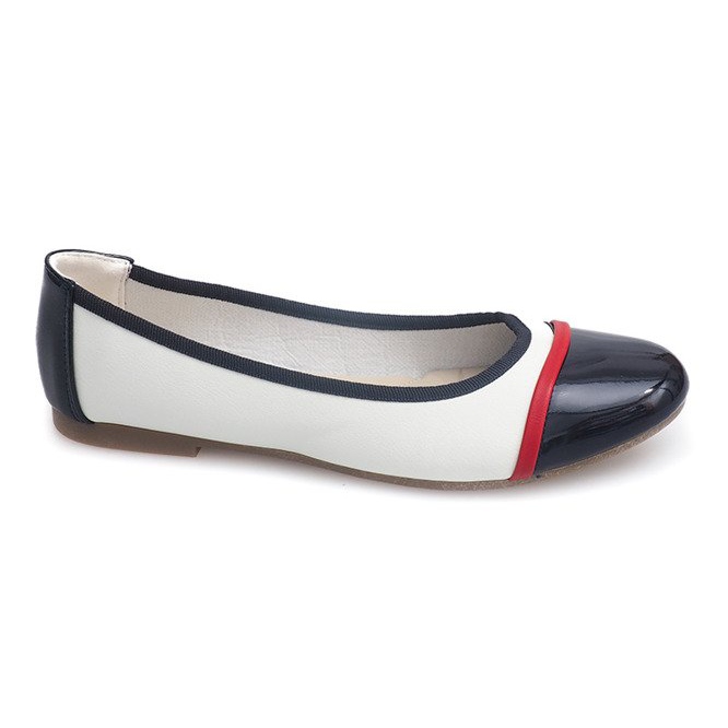 Balerinki Lakierowane 336 Biale białe czarne