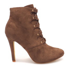 Botki Na Szpilce H253 Khaki wielokolorowe zielone