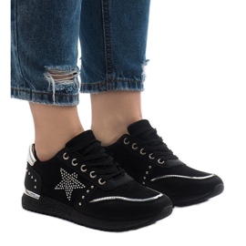 Czarne sportowe trampki z gwiazdą XSM101-19